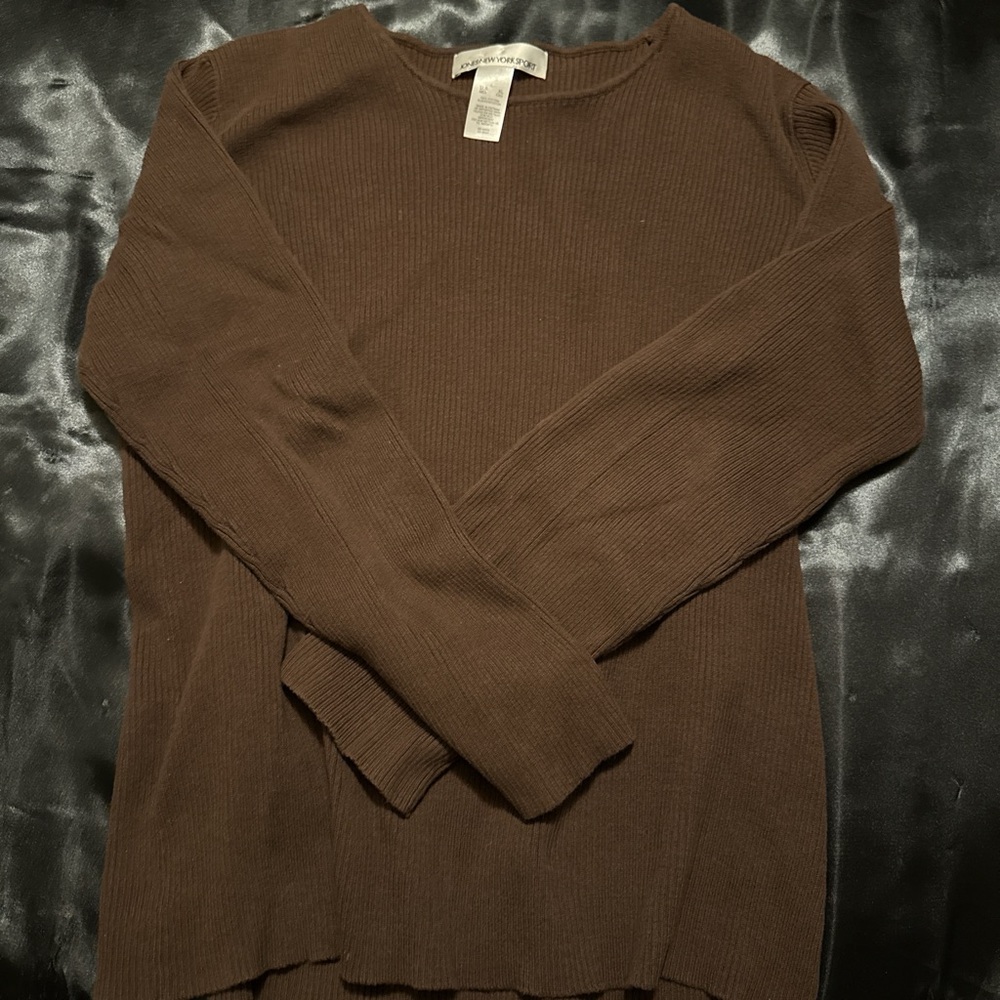 Jones New York Sport Chocolate Ribbed Sweater